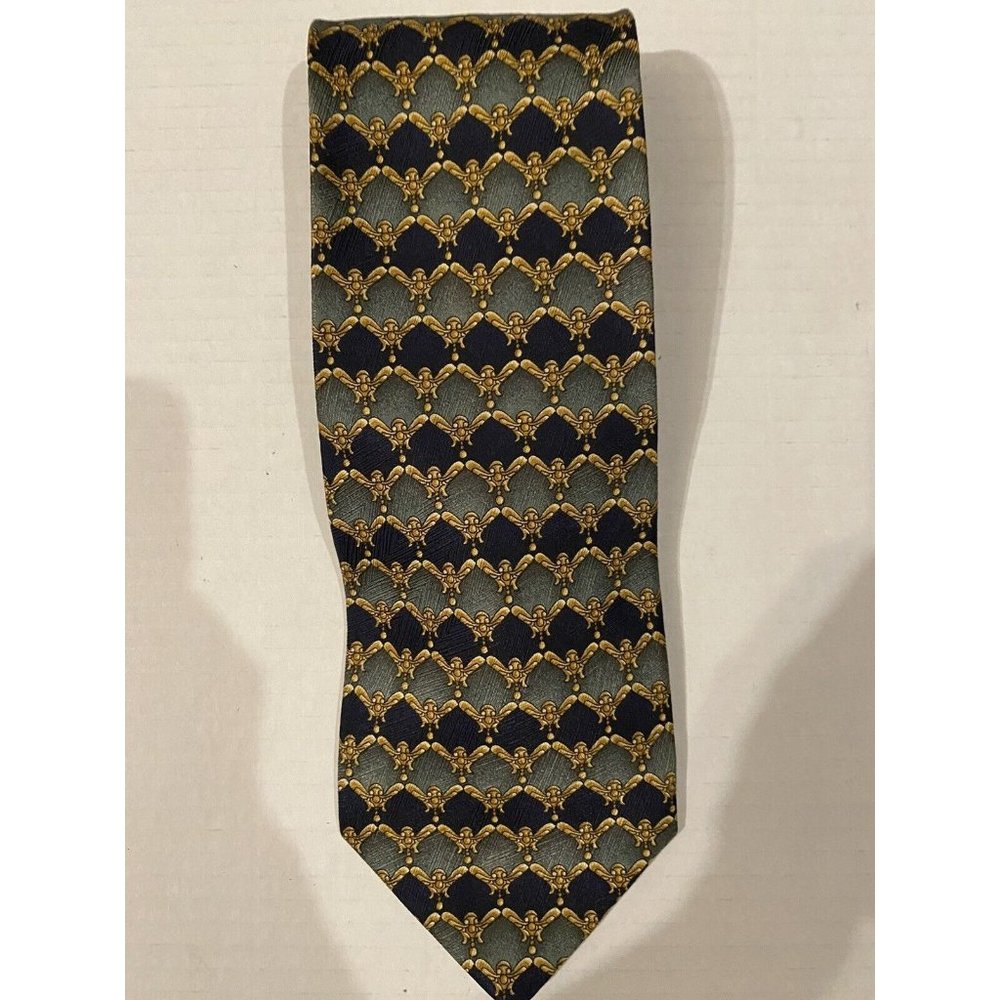 TINO COSMA Blue Gold Navy Silk tie Made in Italy 